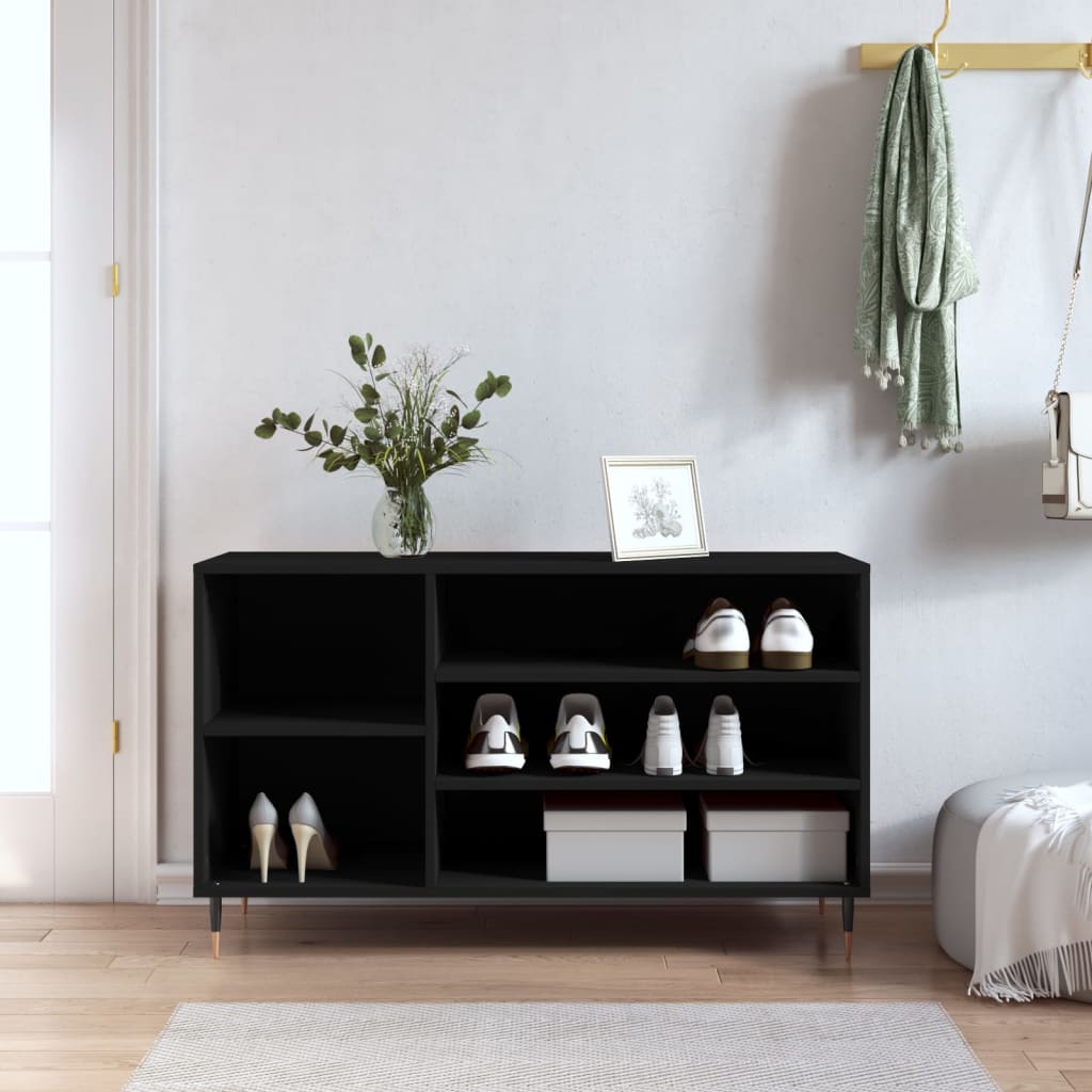 JUNG Vida Schuhregal Schwarz 102x36x60 cm Holzwerkstoff