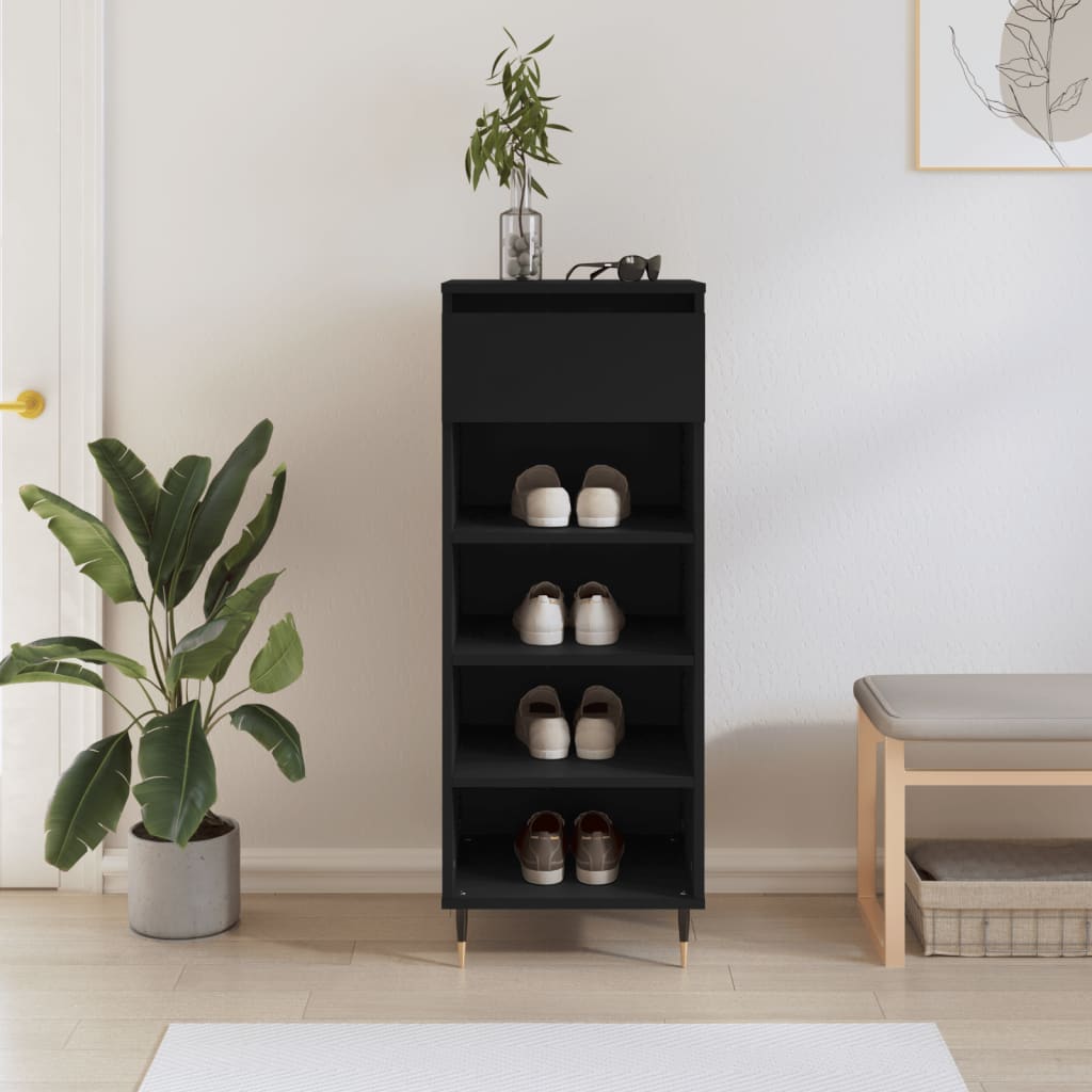 JUNG Vida Schuhschrank Schwarz 40x36x105 cm Holzwerkstoff