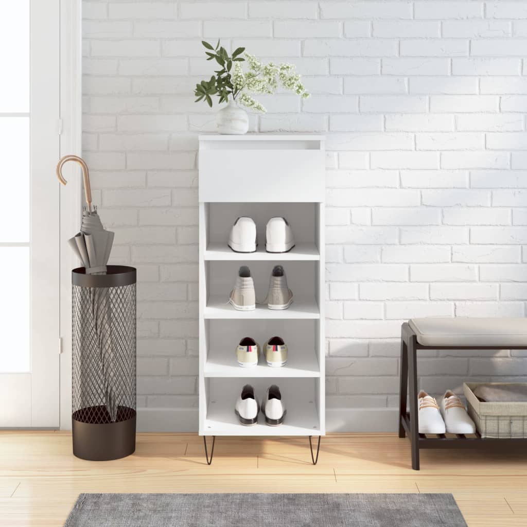 JUNG Vida Schuhschrank Hochglanz-Weiß 40x36x105 cm Holzwerkstoff