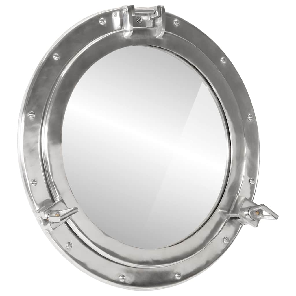JUNG Vida Bullaugen-Spiegel Wandmontage Ø50 cm Aluminium und Glas