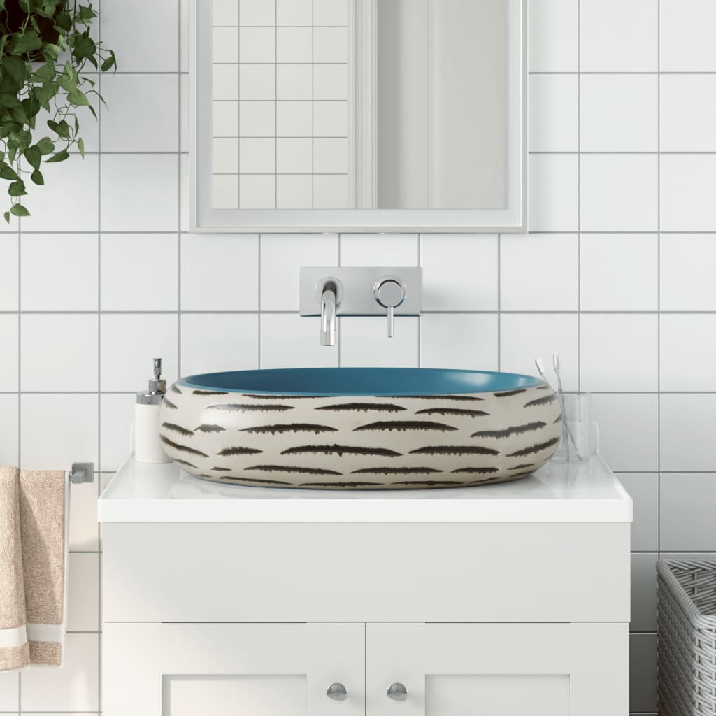 JUNG Vida Aufsatzwaschbecken Mehrfarbig Oval 59x40x15 cm Keramik