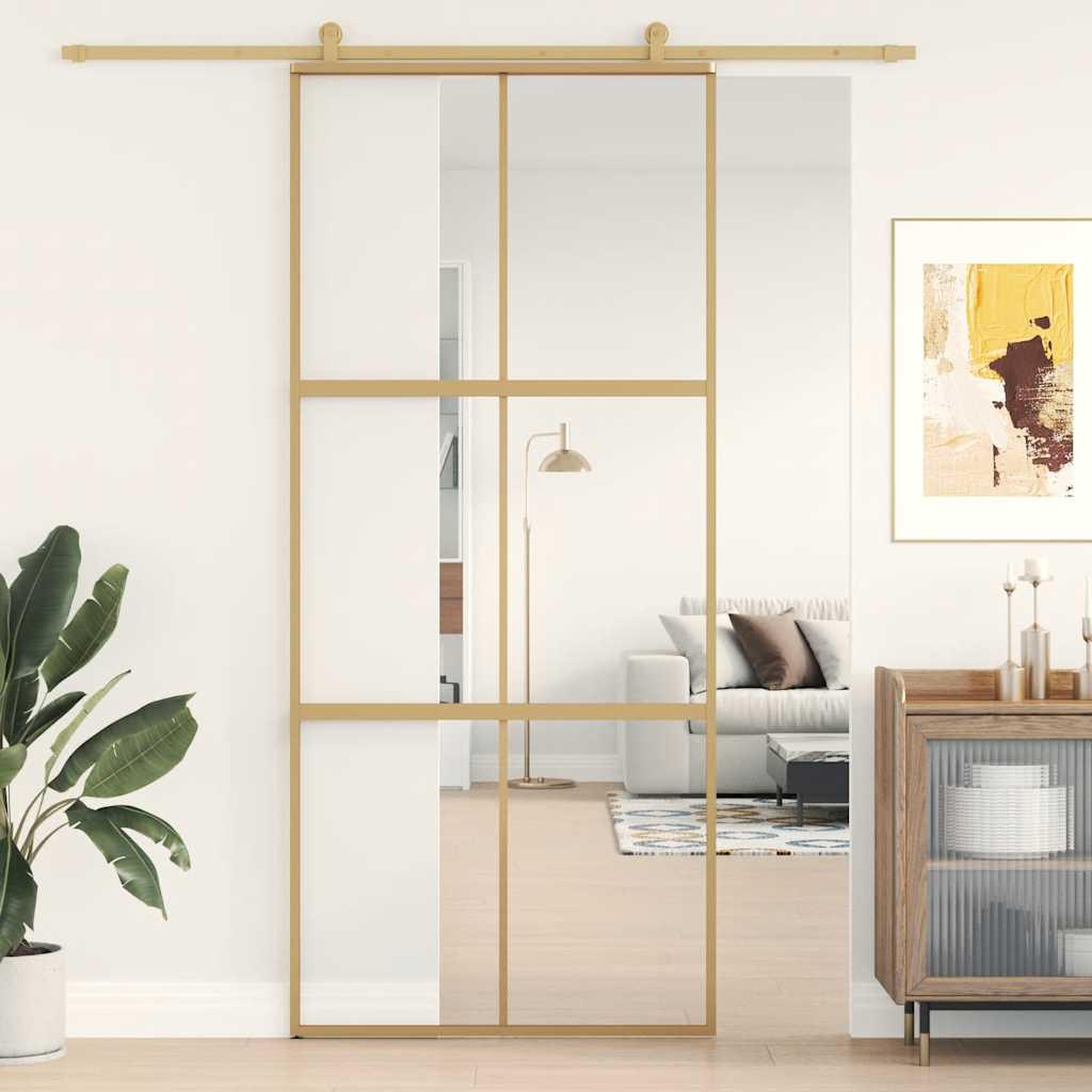 JUNG Vida Schiebetür Golden 90x205 cm ESG-Klarglas und Aluminium