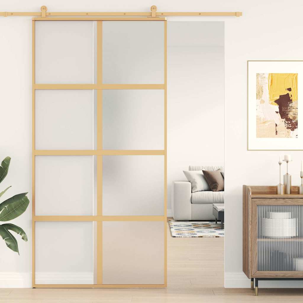 JUNG Vida Schiebetür Golden 102,5x205 cm Matt ESG-Glas und Aluminium