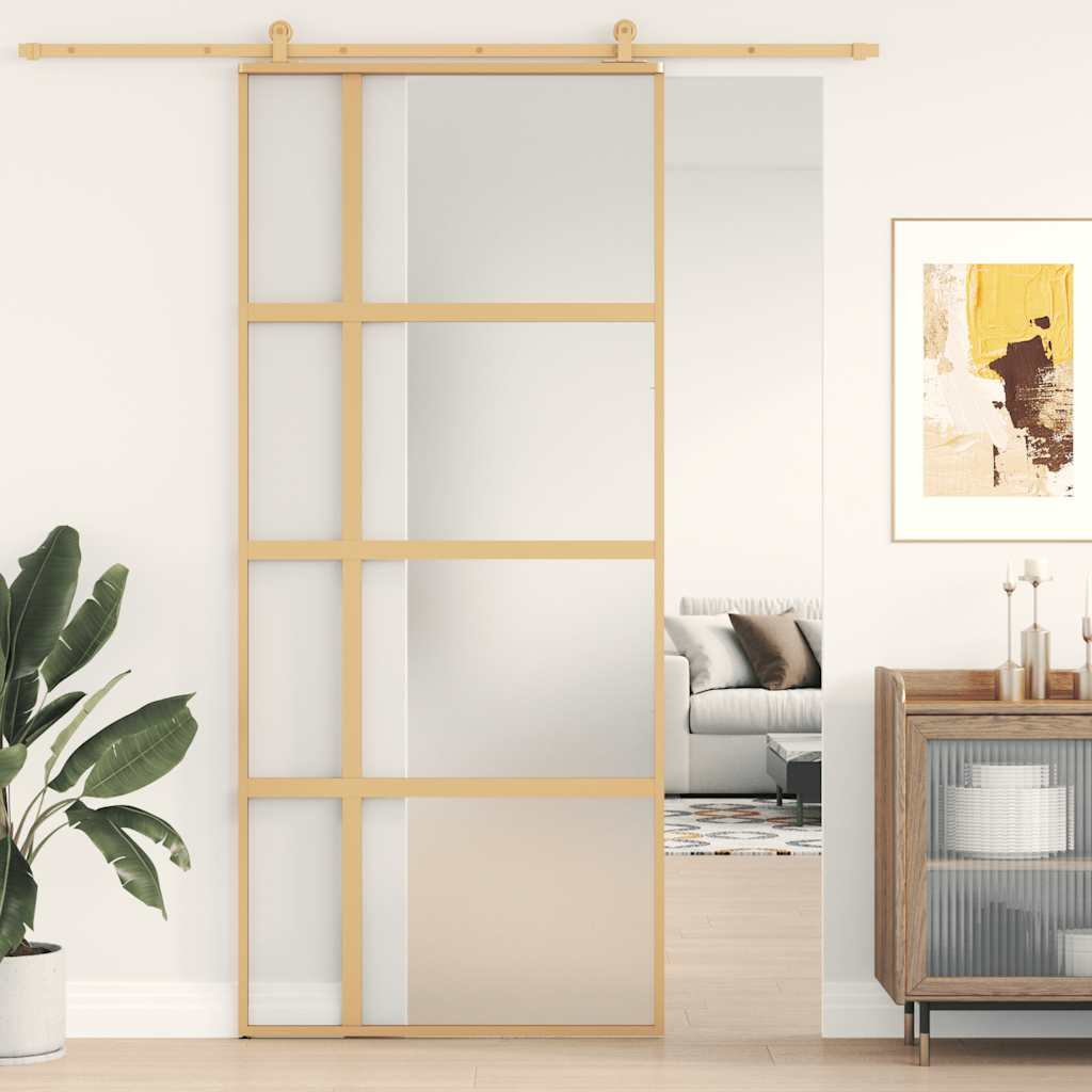 JUNG Vida Schiebetür Golden 90x205 cm Matt ESG-Glas und Aluminium
