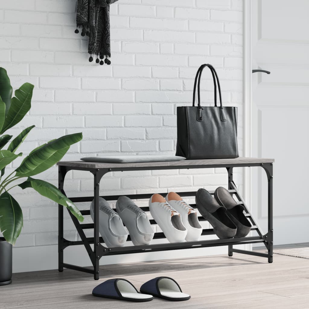 JUNG Vida Schuhregal Grau Sonoma 90x30x45 cm Holzwerkstoff