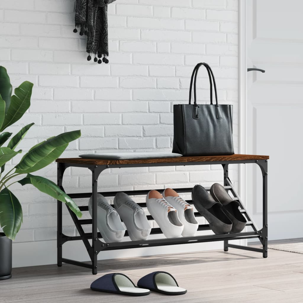 JUNG Vida Schuhregal Braun Eichen-Optik 90x30x45 cm Holzwerkstoff