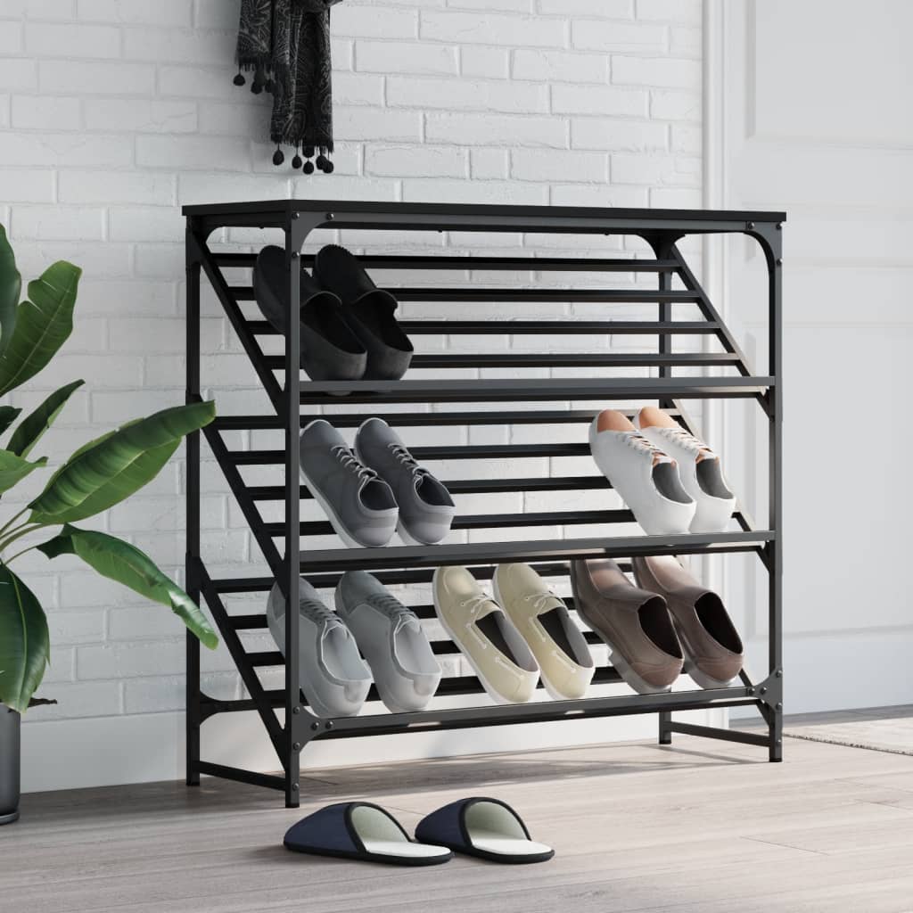 JUNG Vida Schuhregal Schwarz 90x30x85 cm Holzwerkstoff