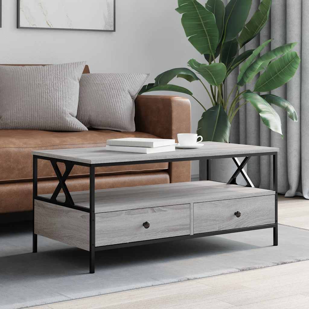 JUNG Vida Couchtisch Grau Sonoma 100x51x45 cm Holzwerkstoff