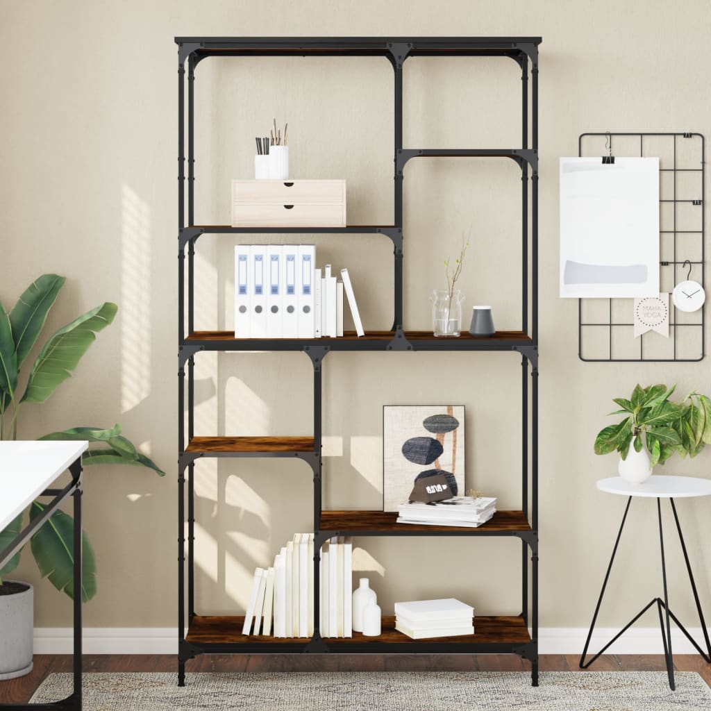 JUNG Vida Bücherregal Räuchereiche 99x35,5x176 cm Holzwerkstoff und Stahl