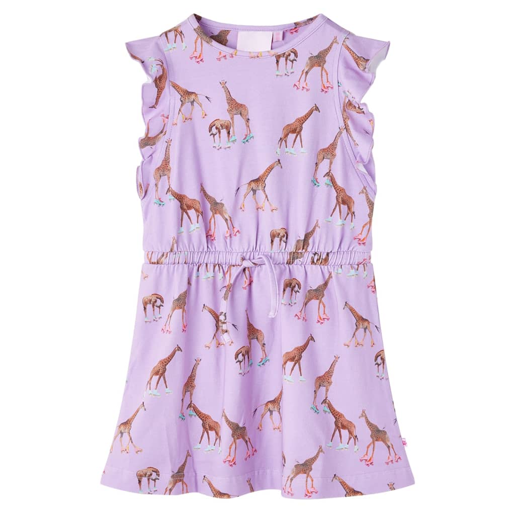 JUNG Vida Kinderkleid mit Rüschenärmeln und Taillenband Lila 128