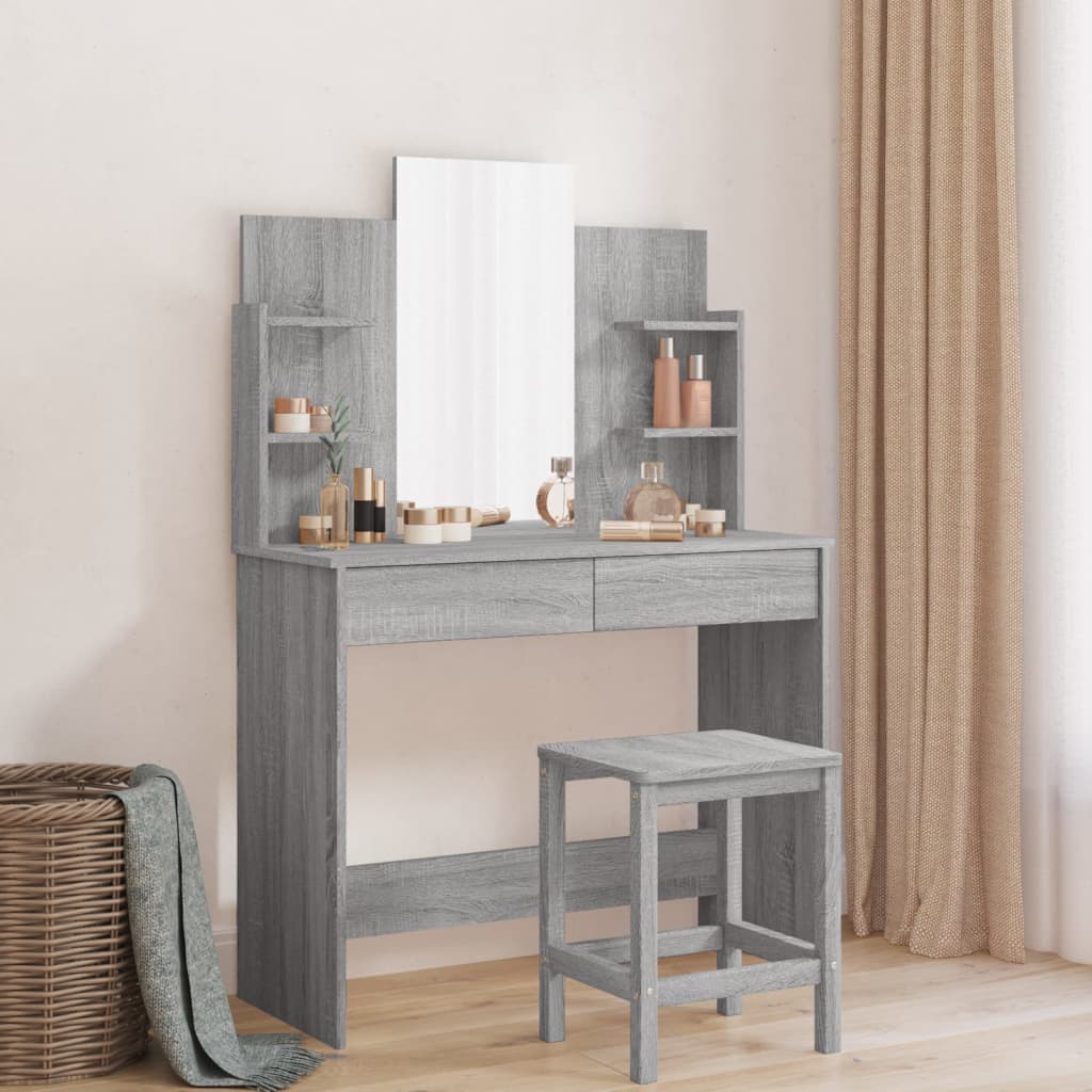 JUNG Vida Schminktisch mit Spiegel Grau Sonoma 96x39x142 cm