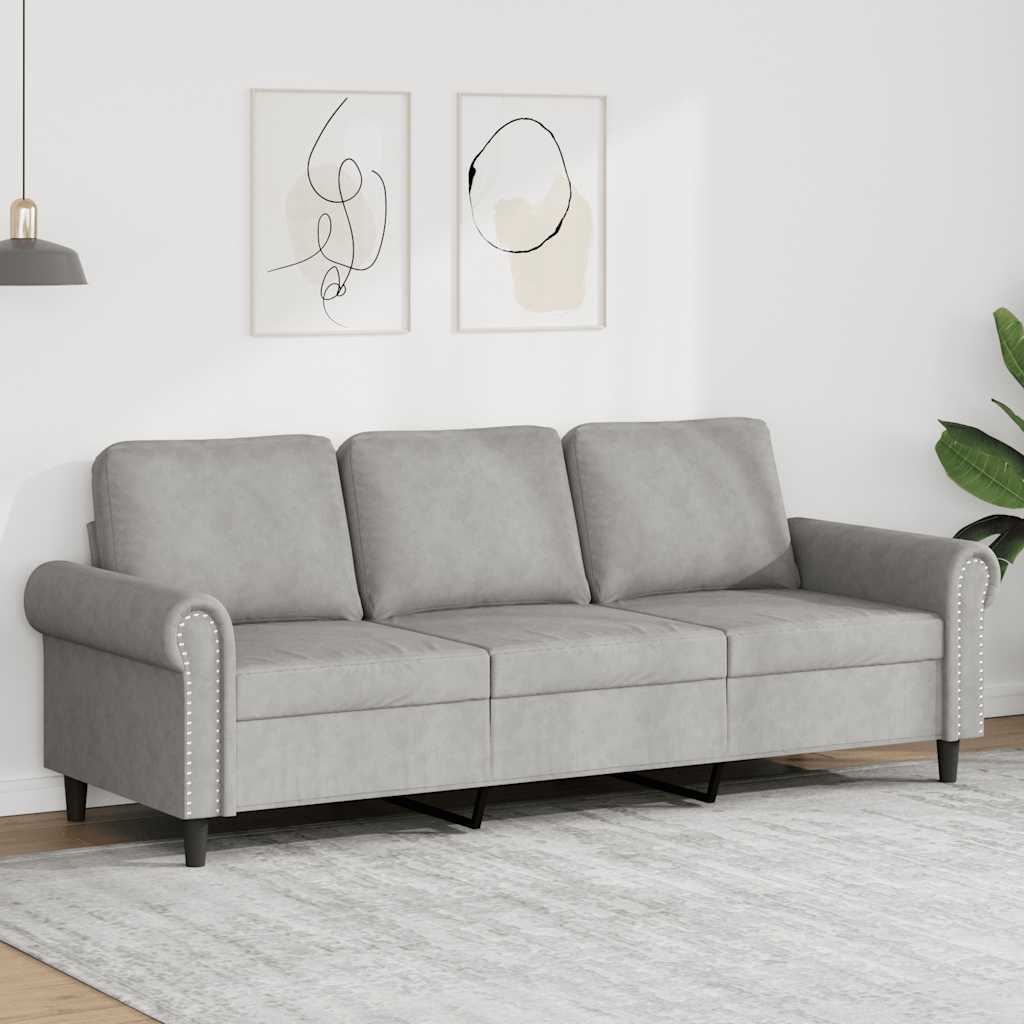 JUNG Vida 3-Sitzer-Sofa Hellgrau 180 cm Samt