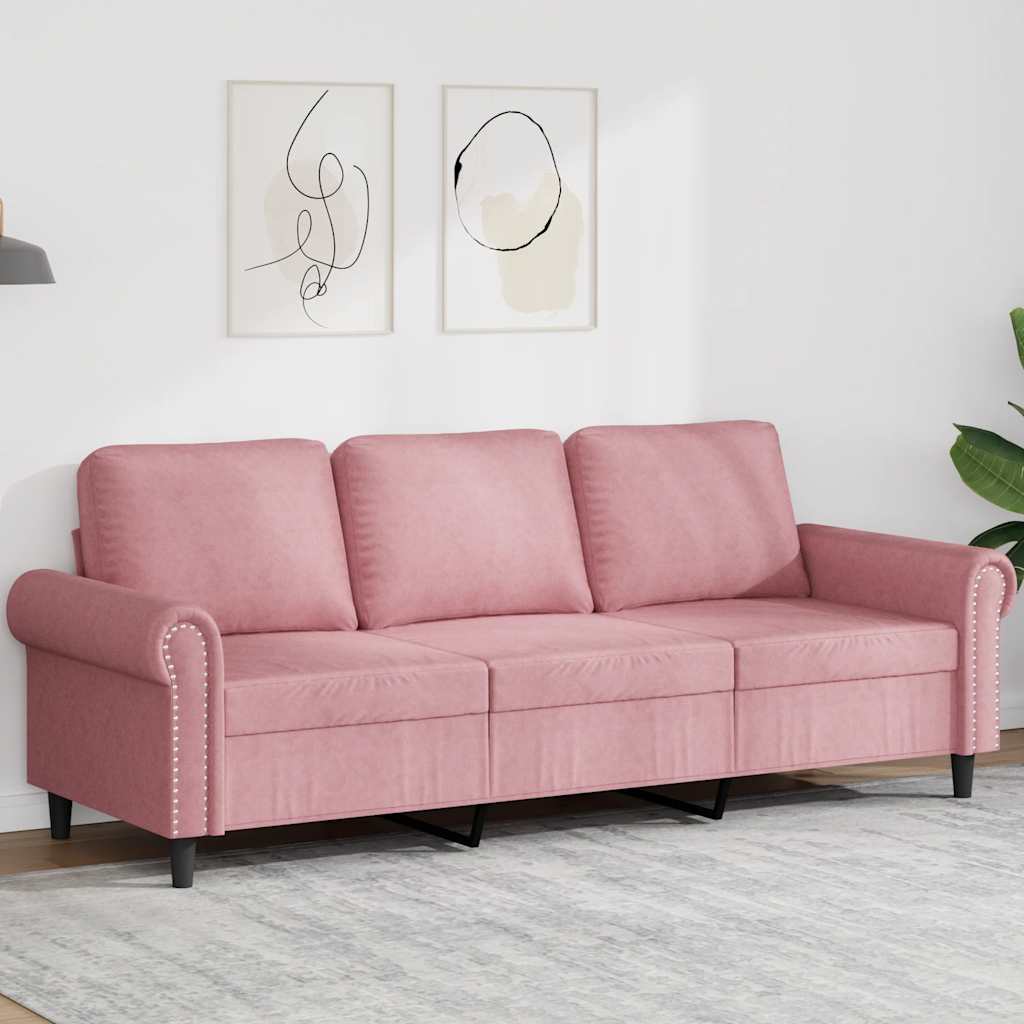 JUNG Vida 3-Sitzer-Sofa Rosa 180 cm Samt