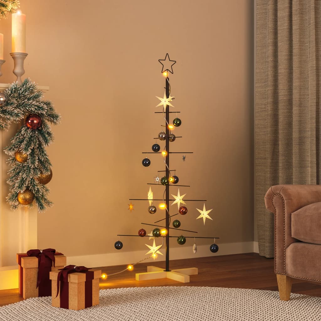 JUNG Vida Weihnachtsbaum Metall mit Holzständer Schwarz 120 cm