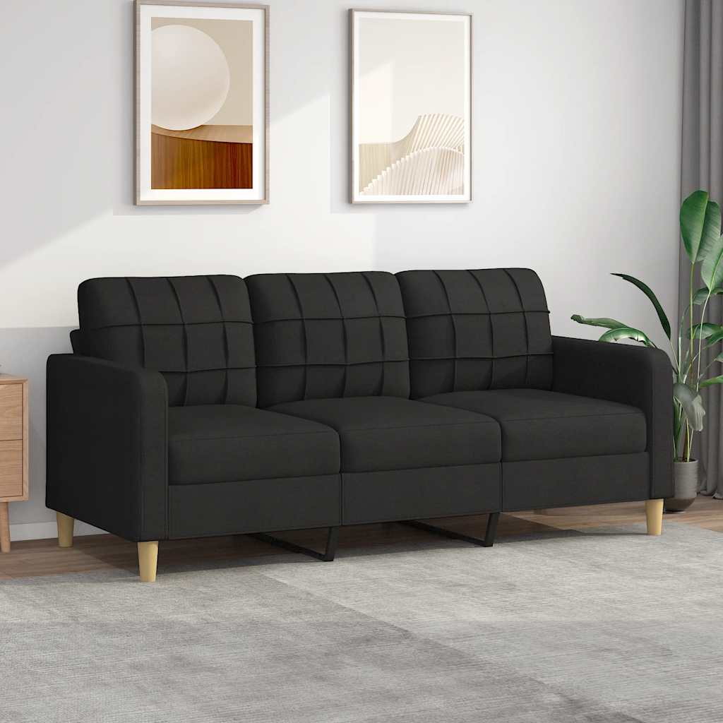 JUNG Vida 3-Sitzer-Sofa Schwarz 180 cm Stoff