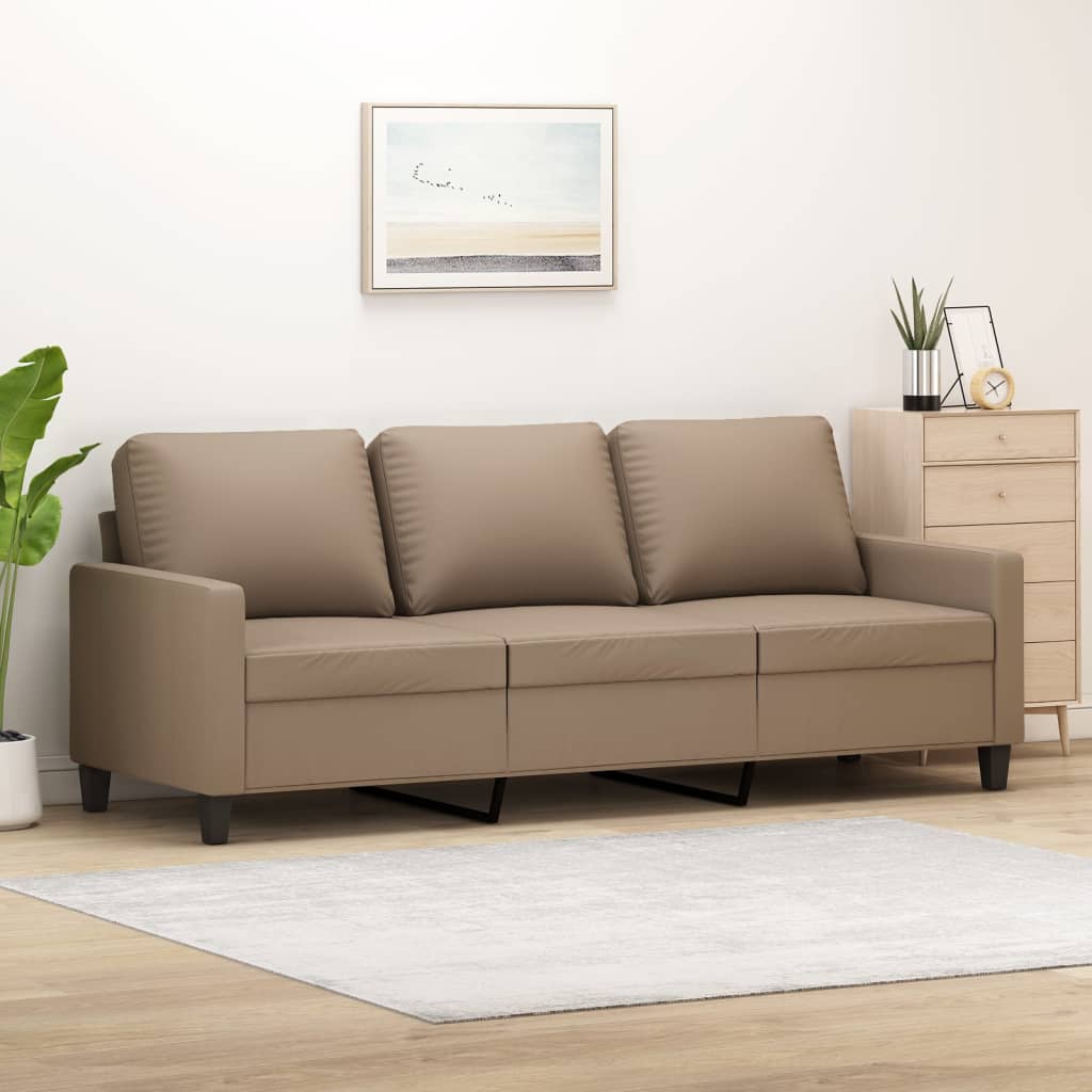 JUNG Vida 3-Sitzer-Sofa Cappuccino-Braun 180 cm Kunstleder