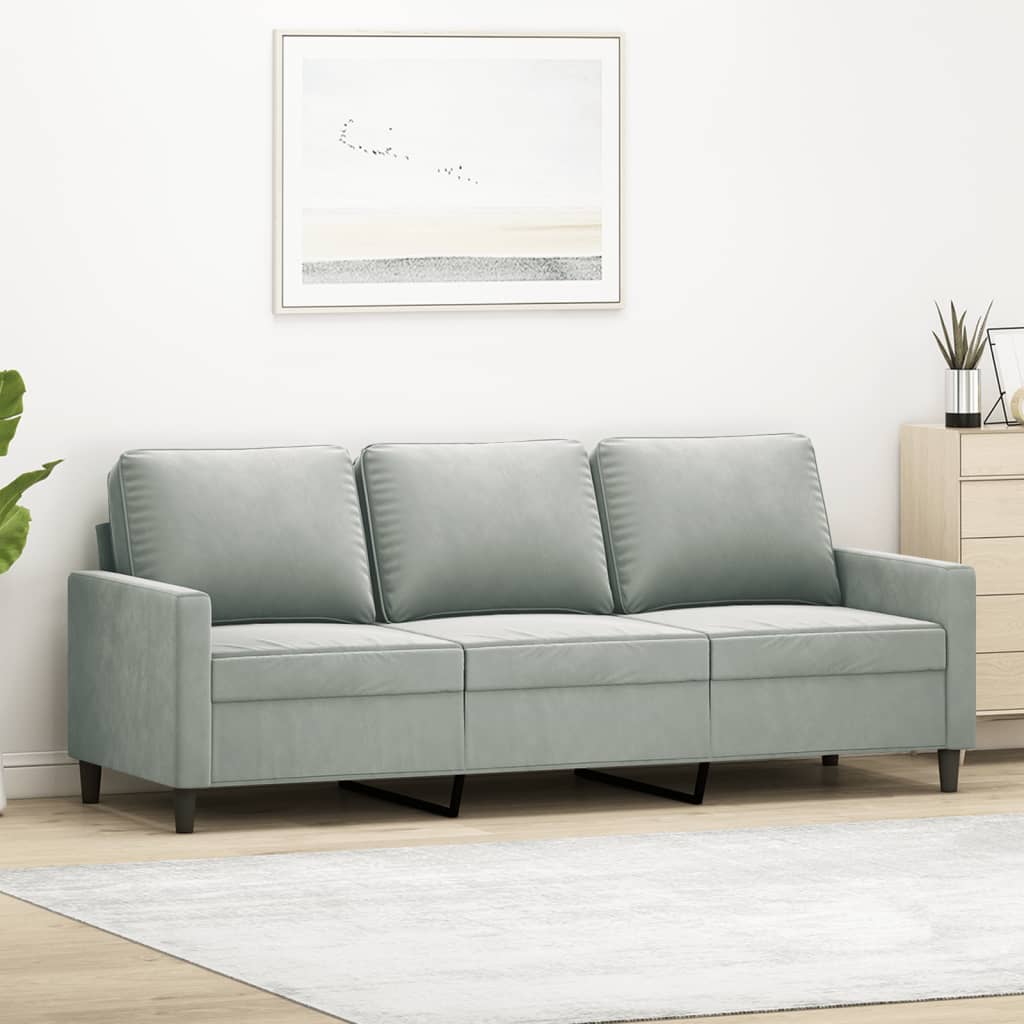 JUNG Vida 3-Sitzer-Sofa Hellgrau 180 cm Samt