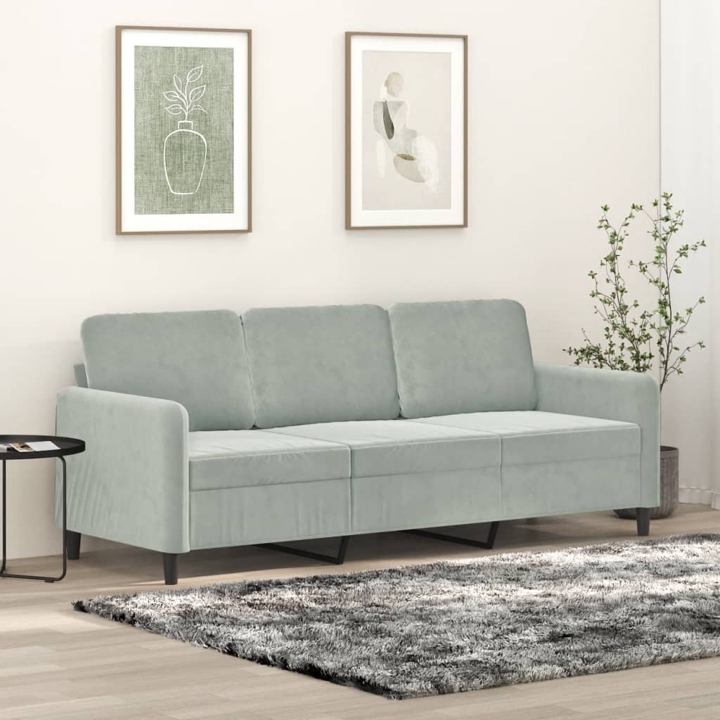 JUNG Vida 3-Sitzer-Sofa Hellgrau 180 cm Samt
