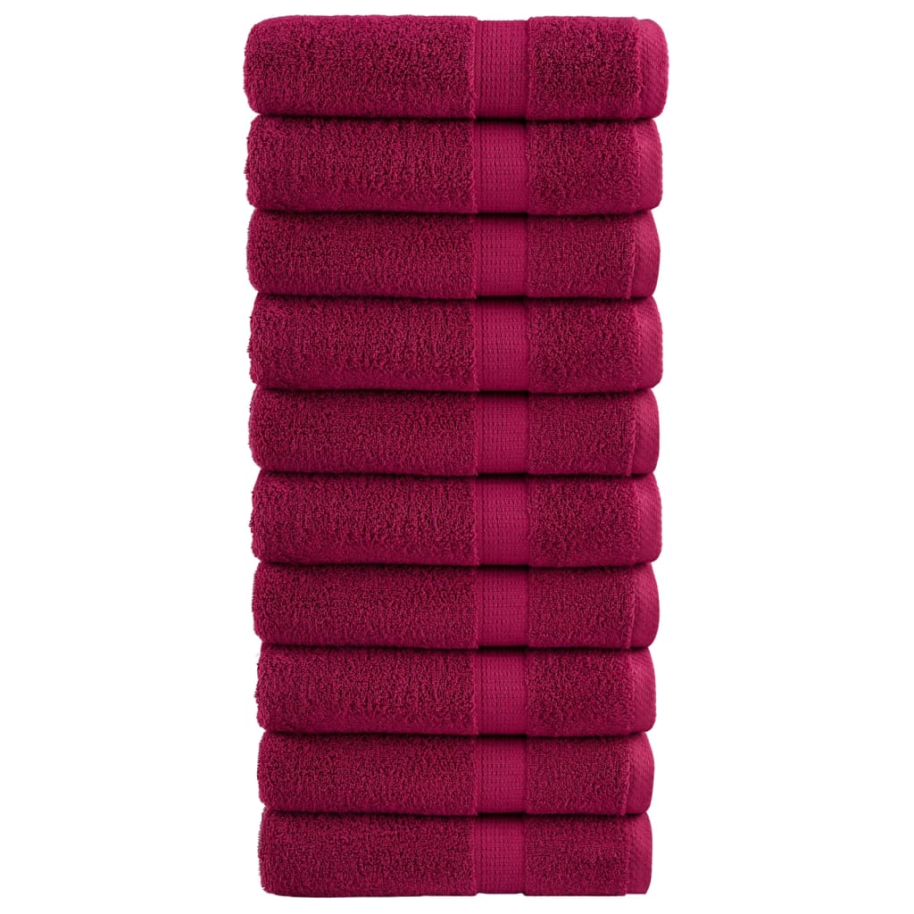 JUNG Vida Premium Handtücher SOLUND 10 Stk. Bordeaux 50x100 cm 600 g/m²