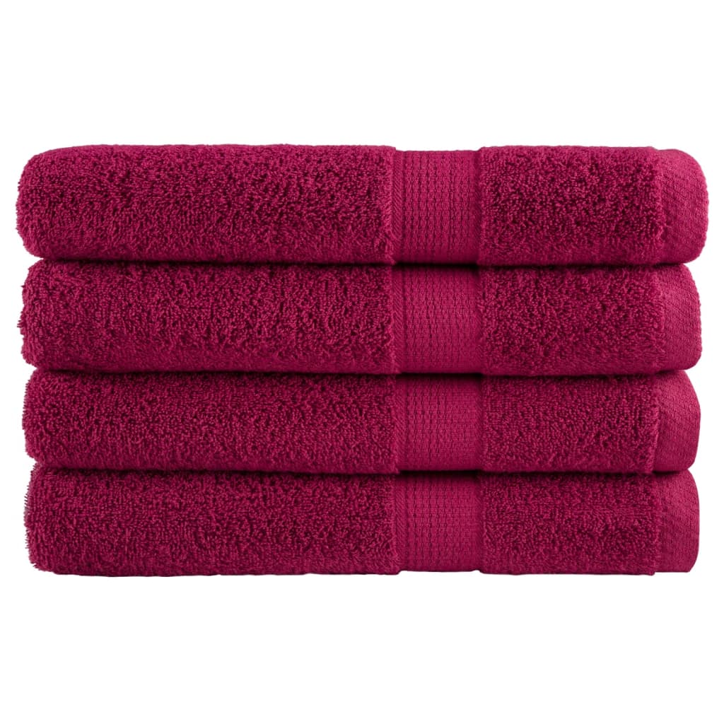 JUNG Vida Premium Handtücher SOLUND 4 Stk. Bordeaux 100x200 cm 600 g/m²