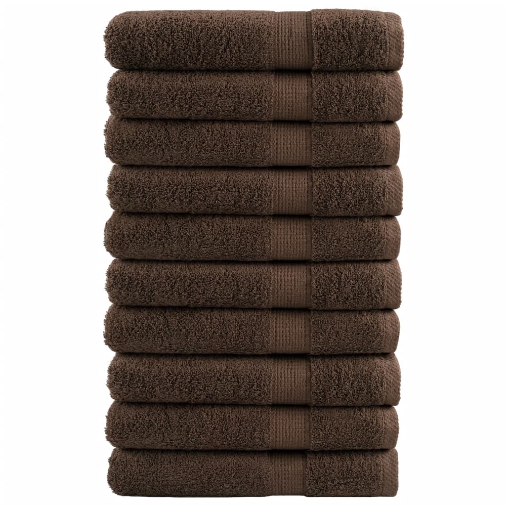JUNG Vida Premium Handtücher SOLUND 10 Stk. Braun 100x200 cm 600 g/m²