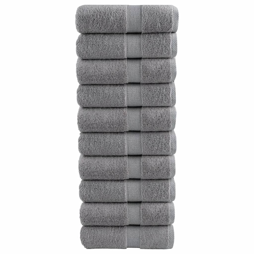 JUNG Vida Premium Gästetücher SOLUND 10 Stk. Grau 30x50 cm 600 g/m²