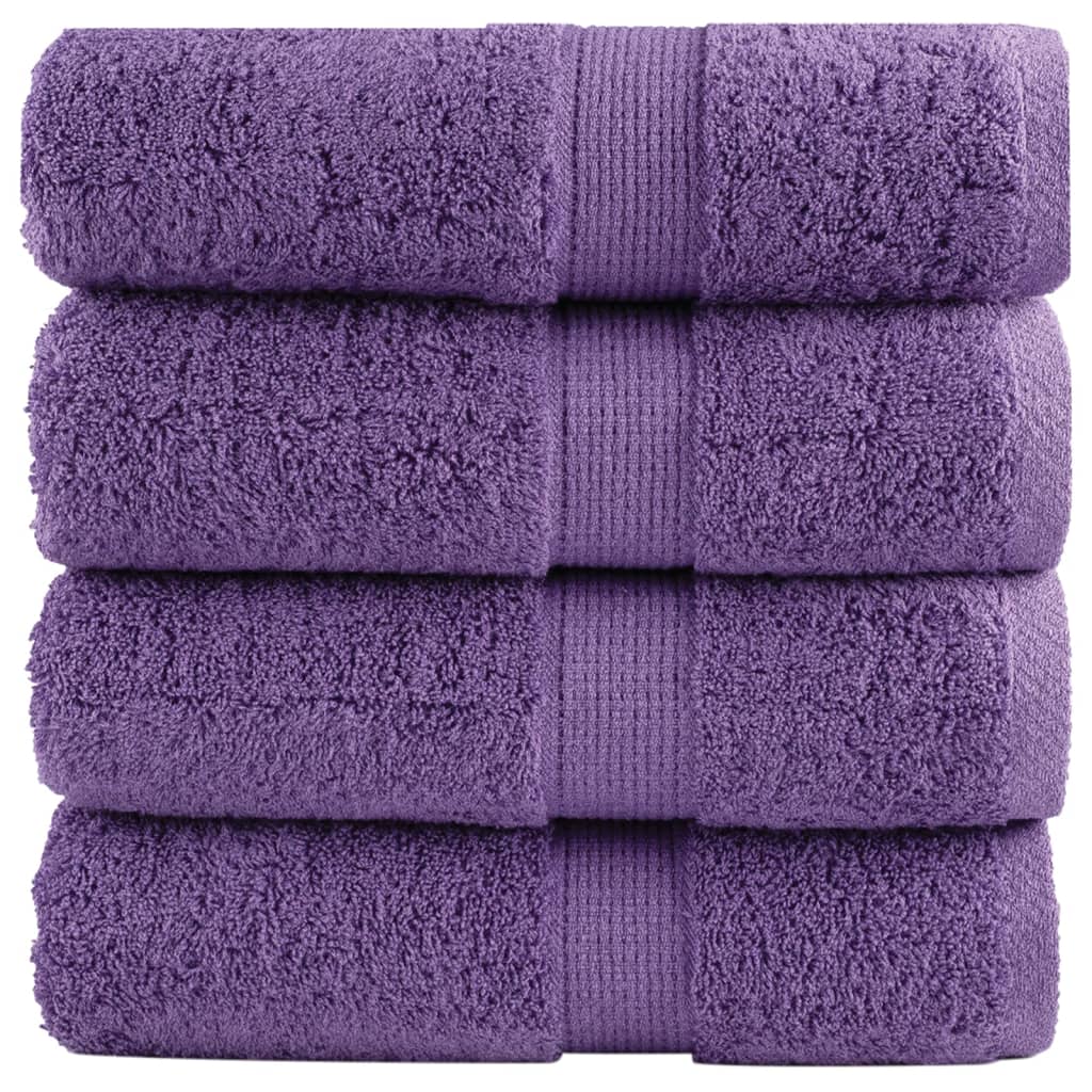 JUNG Vida Premium Waschhandtücher SOLUND 4 Stück Lila 30x30 cm 600 g/m²
