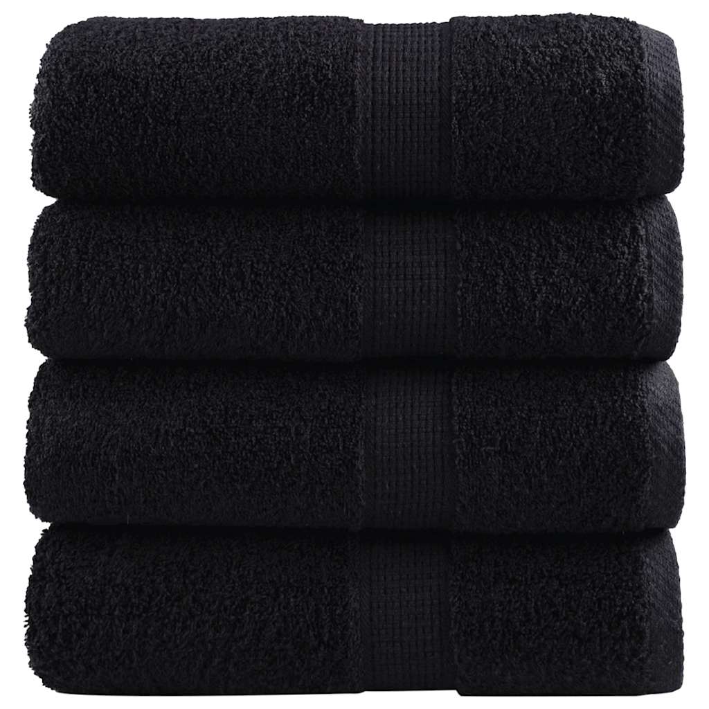JUNG Vida Premium-Gästetücher SOLUND 4 Stk. Schwarz 30x50 cm 600 g/m²