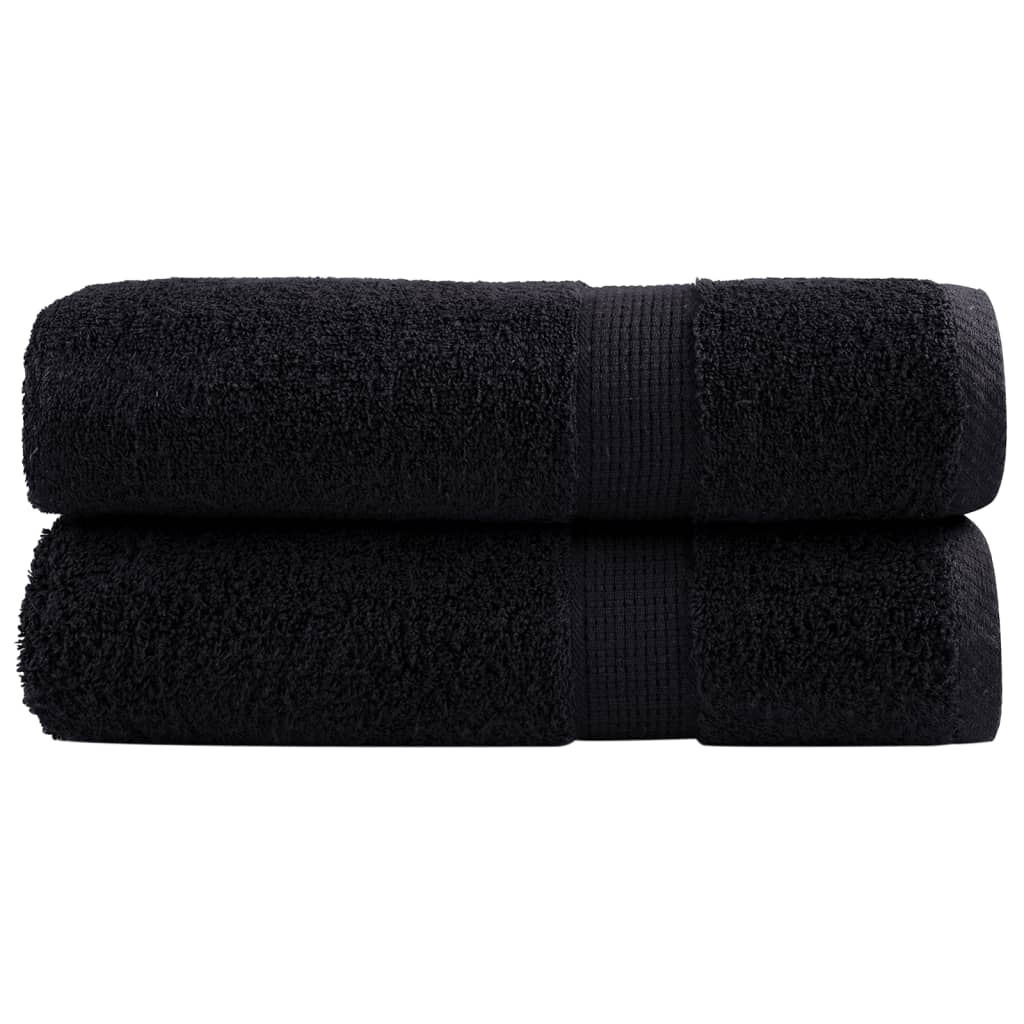 JUNG Vida Premium Badetücher SOLUND 2 Stk. Schwarz 100x150 cm 600 g/m²