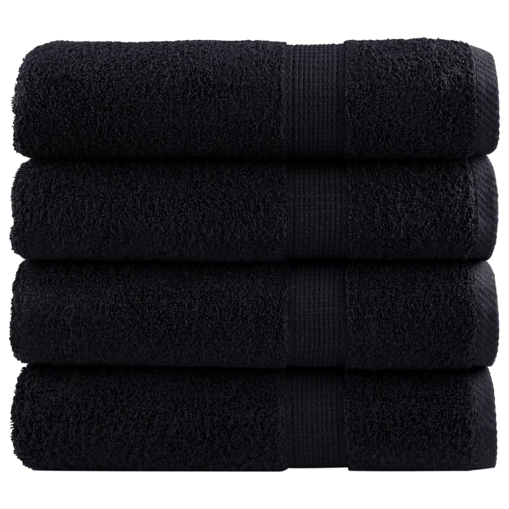 JUNG Vida Premium Badetücher SOLUND 4 Stk. Schwarz 100x150 cm 600 g/m²