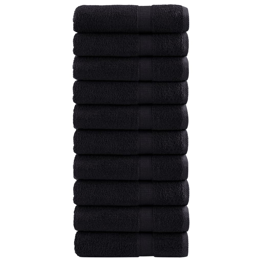 JUNG Vida Premium Badetücher SOLUND 10 Stk. Schwarz 100x150 cm 600 g/m²