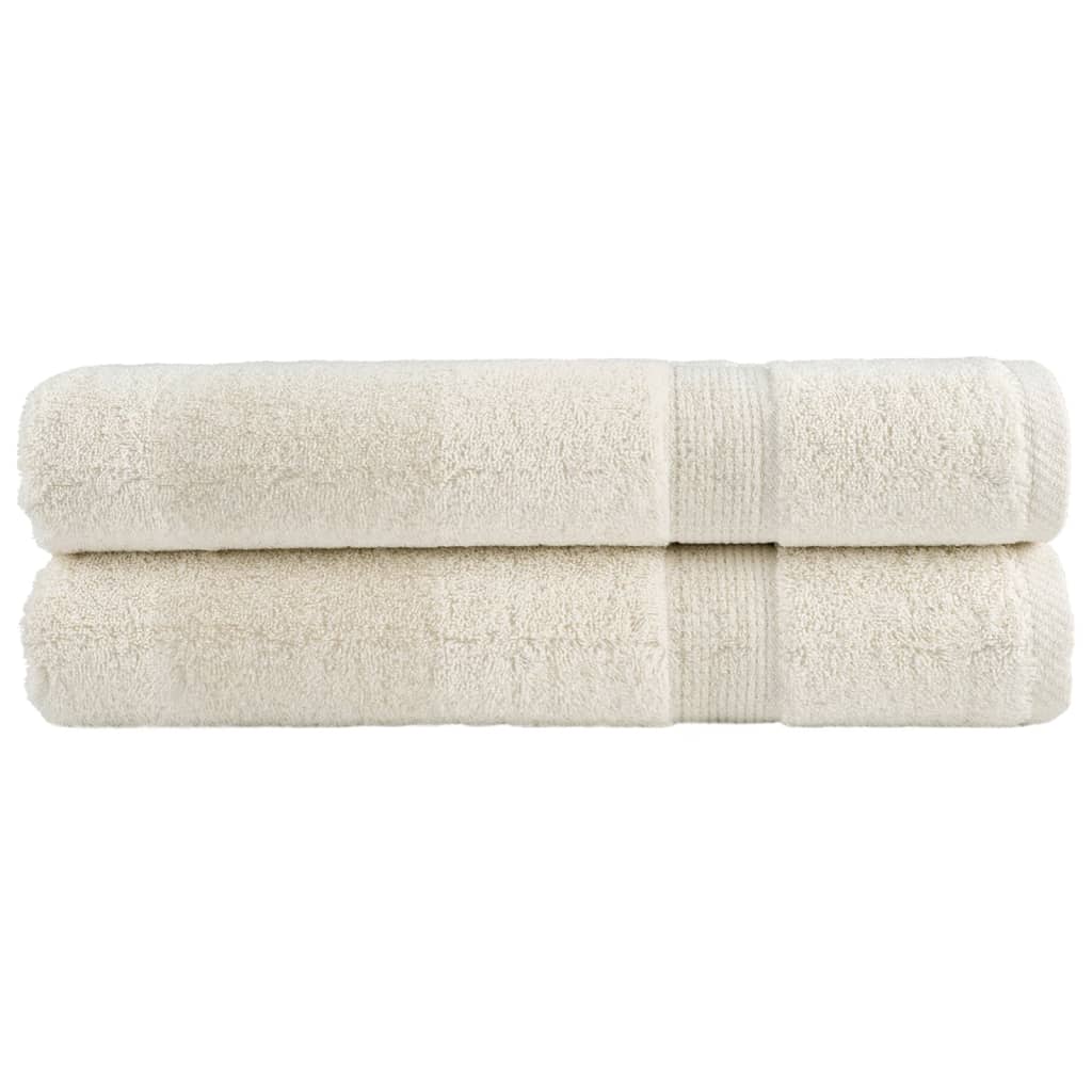 JUNG Vida Premium-Handtücher SOLUND 2 Stk. Cremeweiß 100x200 cm 600 g/m²