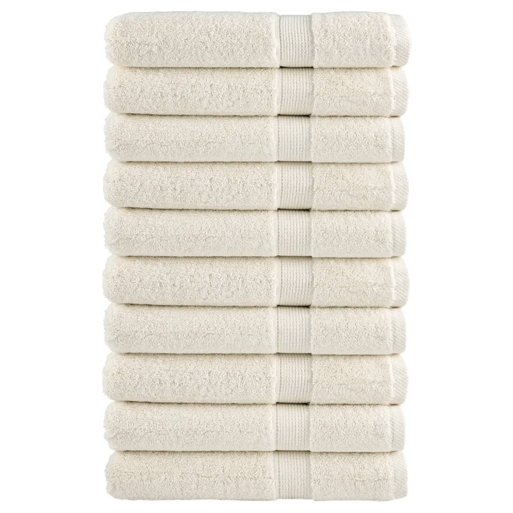 JUNG Vida Premium-Handtücher SOLUND 10 Stk. Cremeweiß 100x200 cm 600 g/m²