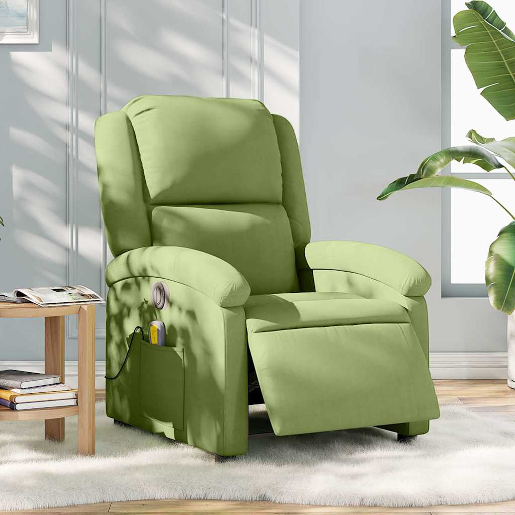 JUNG Vida Massagesessel Elektrisch Hellgrün Samt