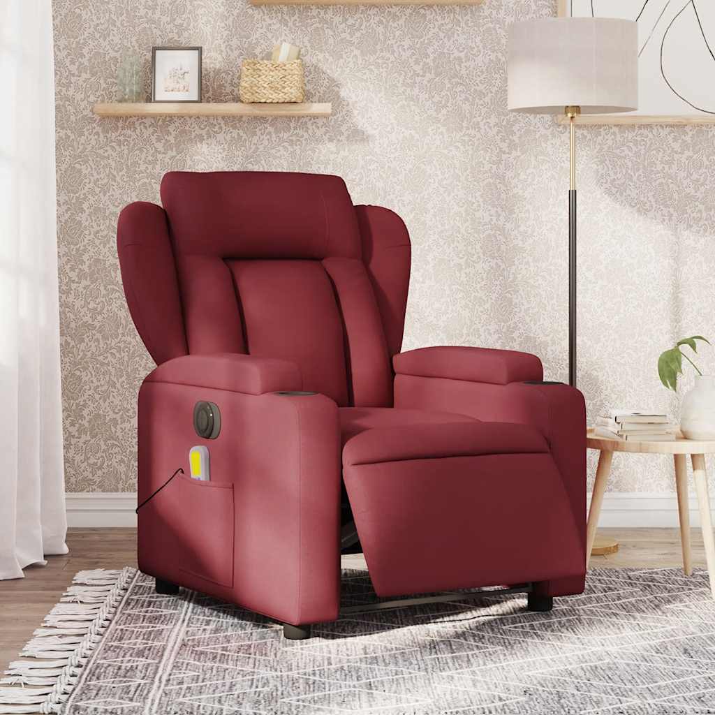 JUNG Vida Massagesessel Elektrisch Weinrot Stoff