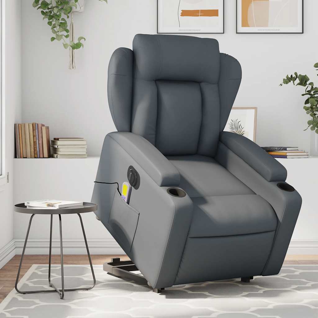 JUNG Vida Massagesessel mit Aufstehhilfe Elektrisch Grau Kunstleder