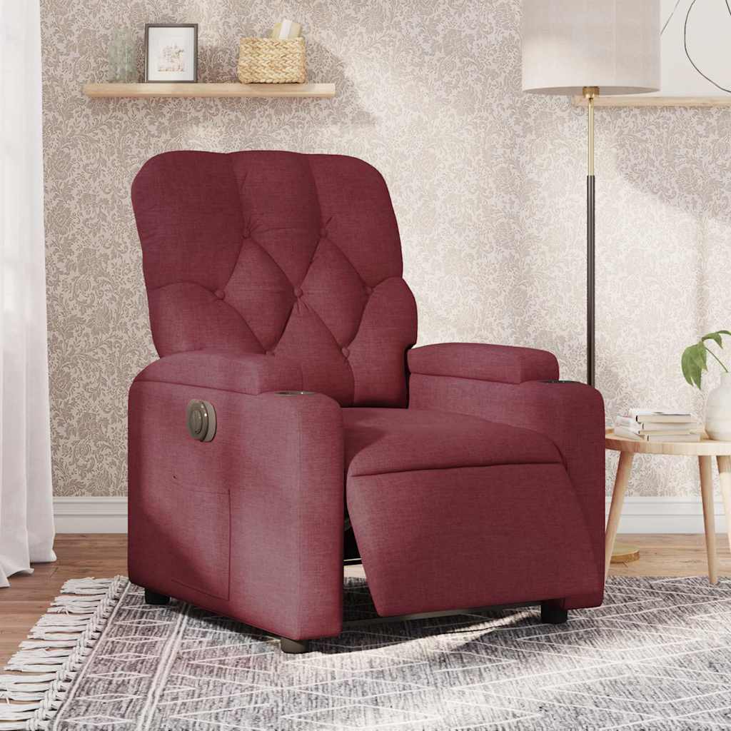 JUNG Vida Relaxsessel Elektrisch Weinrot Stoff