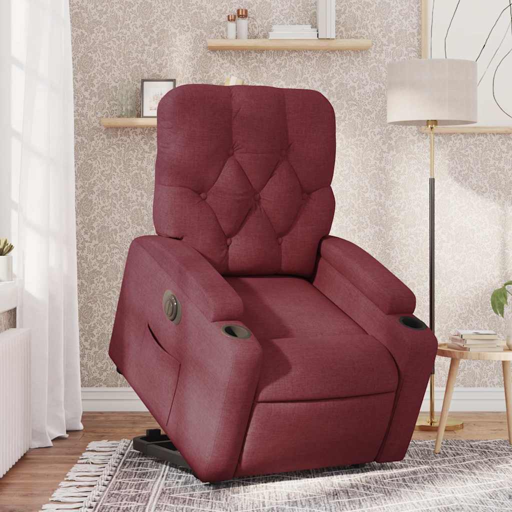 JUNG Vida Relaxsessel mit Aufstehhilfe Elektrisch Weinrot Stoff