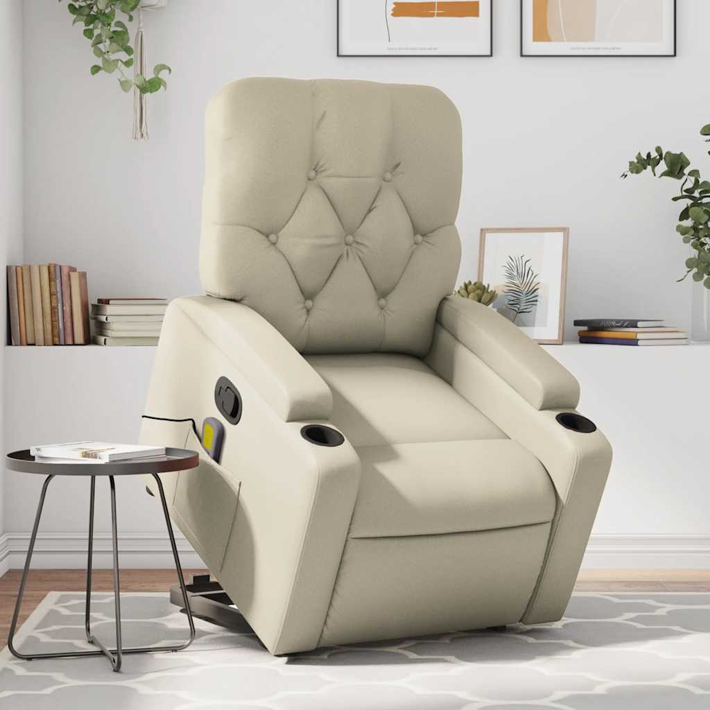 JUNG Vida Massagesessel mit Aufstehhilfe Creme Kunstleder