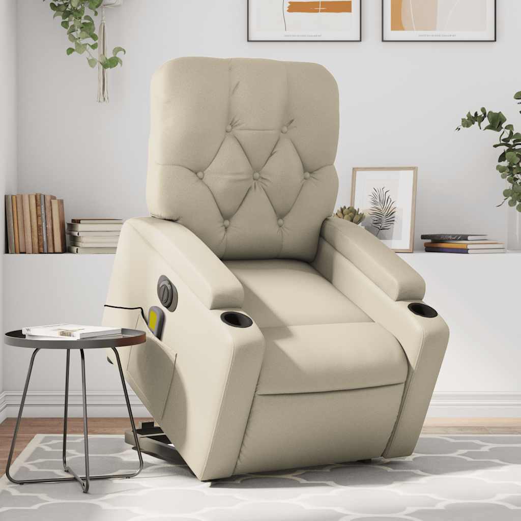 JUNG Vida Massagesessel mit Aufstehhilfe Elektrisch Creme Kunstleder