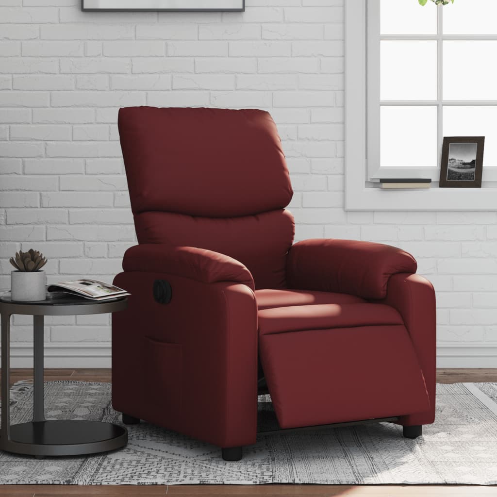 JUNG Vida Relaxsessel Elektrisch Weinrot Kunstleder
