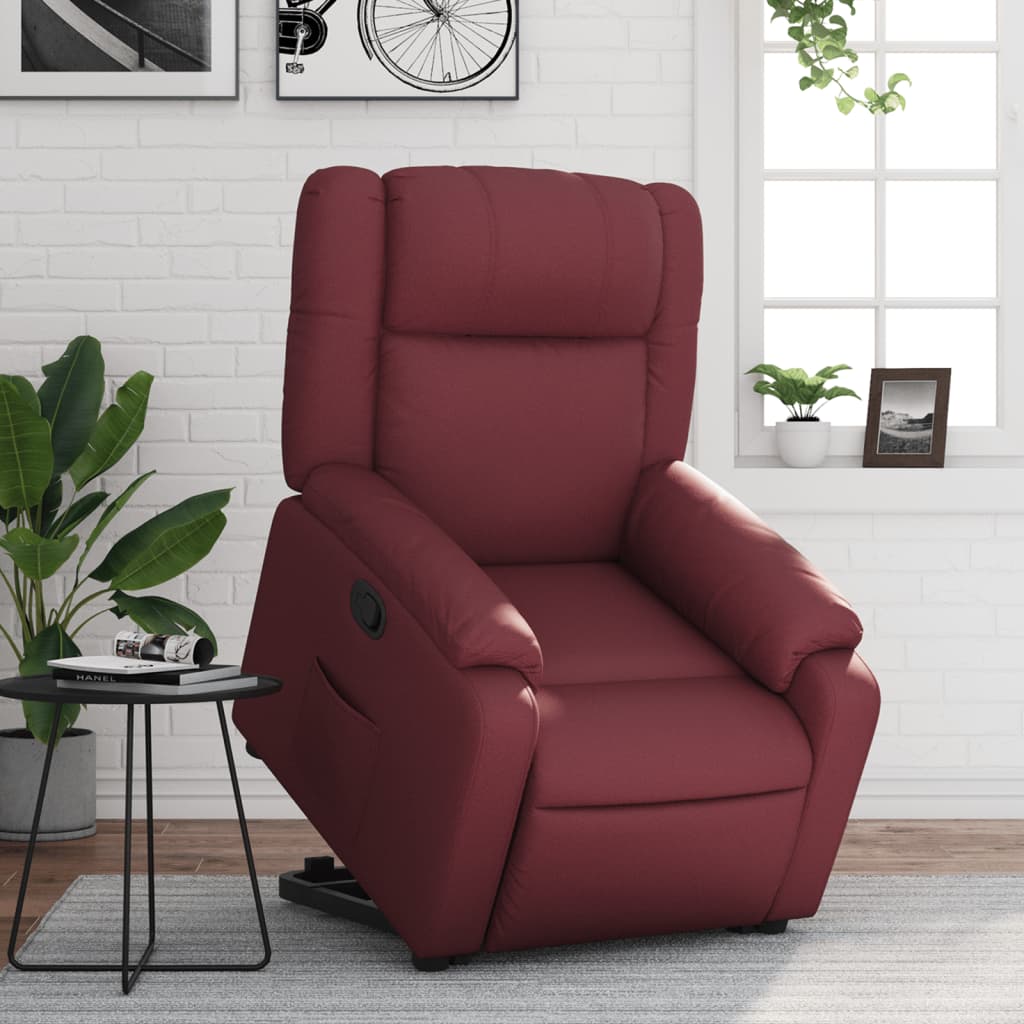 JUNG Vida Relaxsessel mit Aufstehhilfe Weinrot Kunstleder