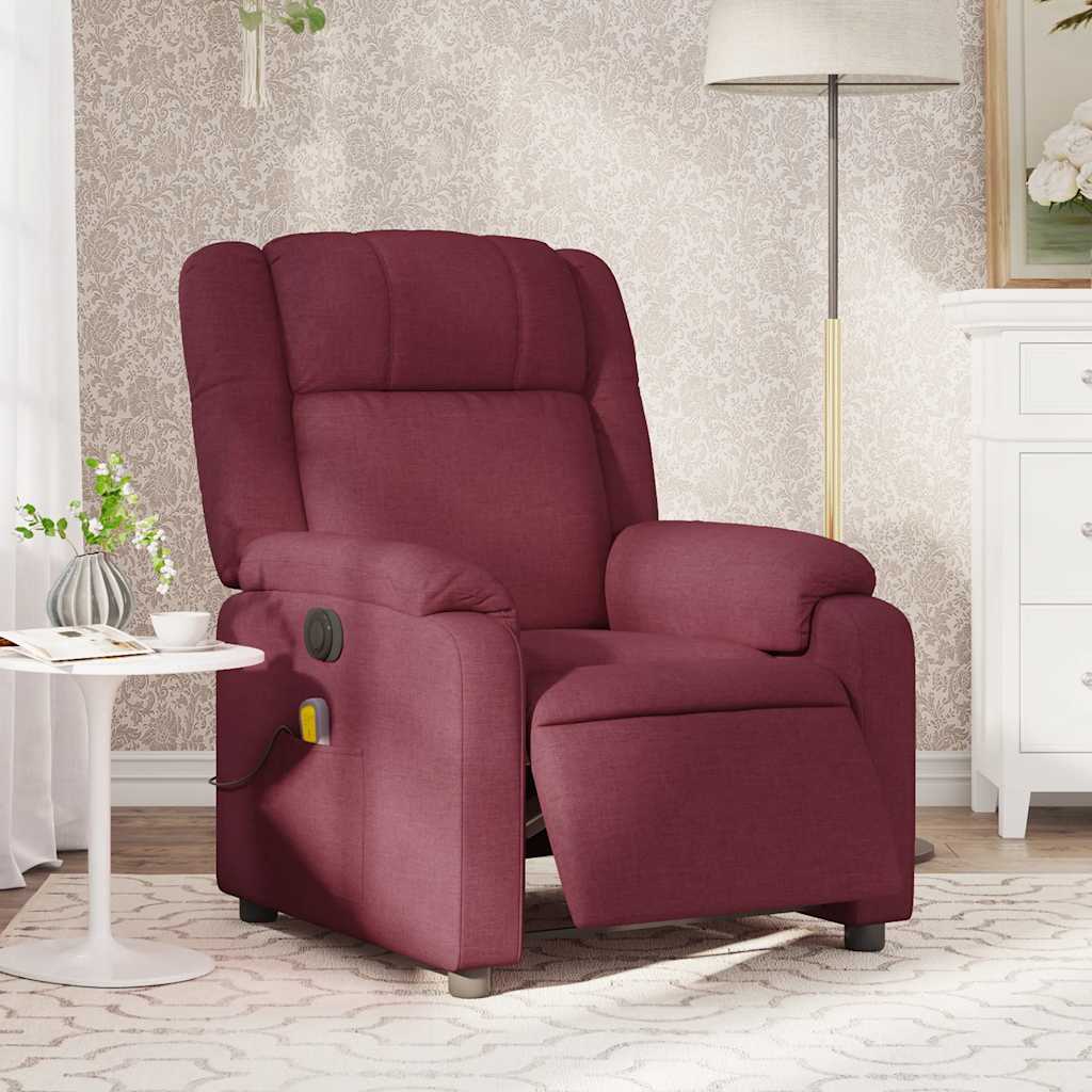 JUNG Vida Massagesessel Elektrisch Weinrot Stoff