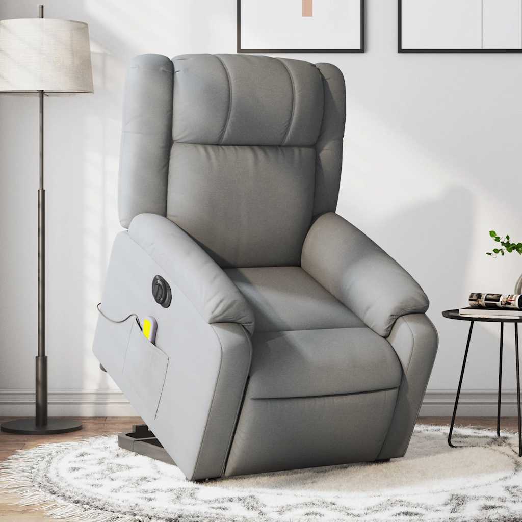 JUNG Vida Elektrischer Massagesessel mit Aufstehhilfe Hellgrau Stoff