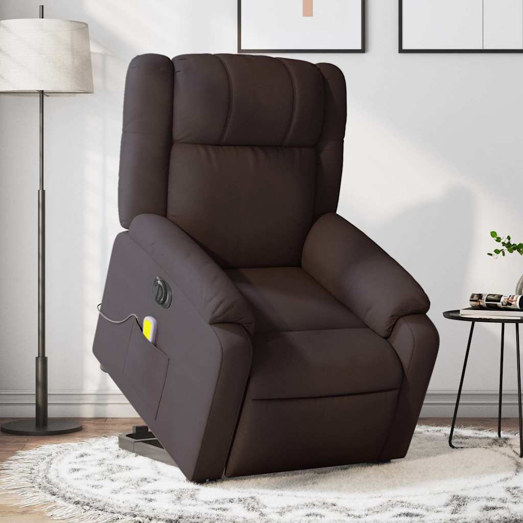 JUNG Vida Elektrischer Massagesessel mit Aufstehhilfe Dunkelbraun Stoff