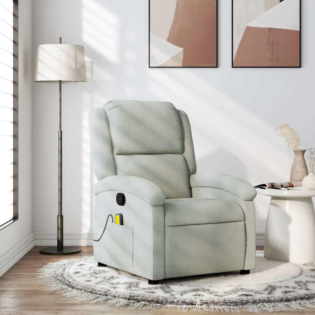 JUNG Vida Massage-Relaxsessel, hellgrauer Samt