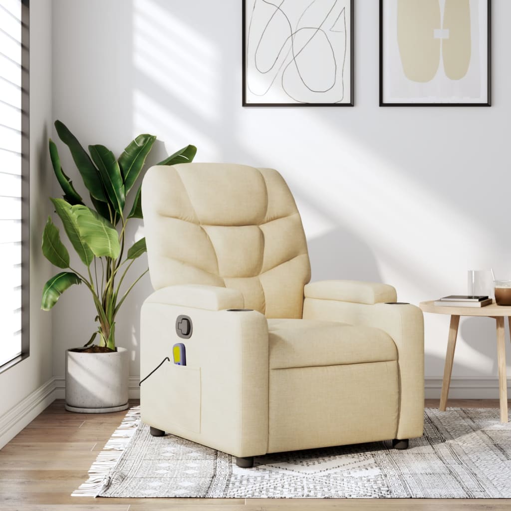 JUNG Vida Massage-Relaxsessel, cremefarbener Stoff