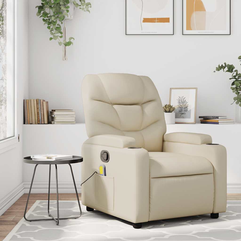 JUNG Vida Massagesessel mit Relaxfunktion, Kunstleder, Creme