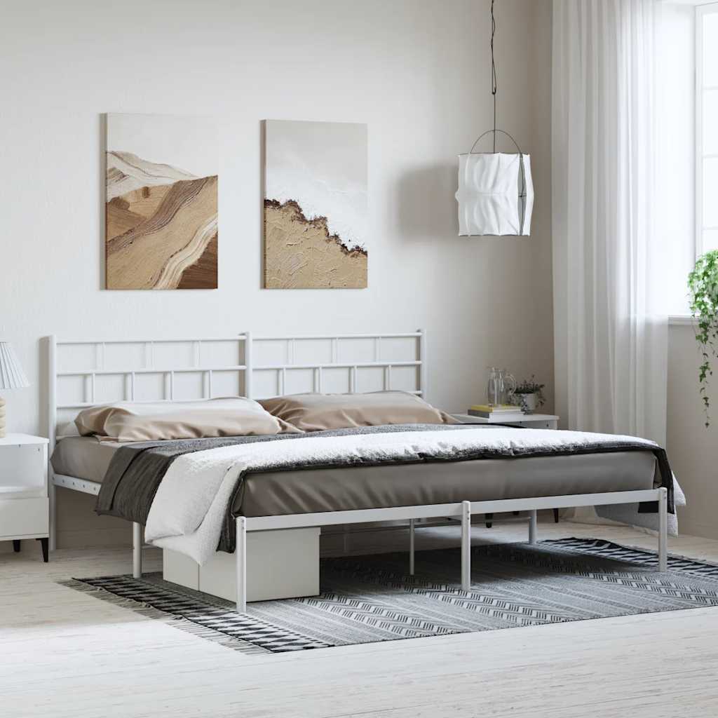 JUNG Vida Bettgestell mit Kopfteil Metall Weiß 183x213 cm