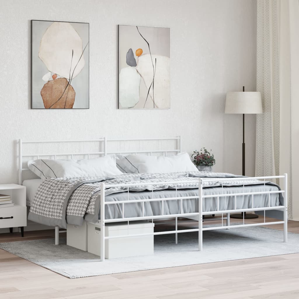 JUNG Vida Bettgestell mit Kopf- und Fußteil Metall Weiß 200x200 cm